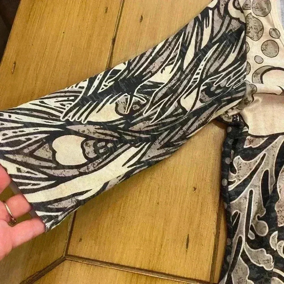 Amma Womens Black Cream Zebra Floral Print Midi High Low Comfortable Dress M - Picture 10 of 12